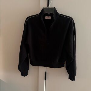 Victoria’s Secret Black Quarter-Zip Sweatshirt with rhinestone stripe Sz M